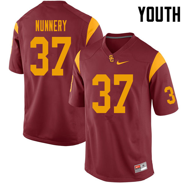 Youth #37 Davonte Nunnery USC Trojans College Football Jerseys Sale-Cardinal